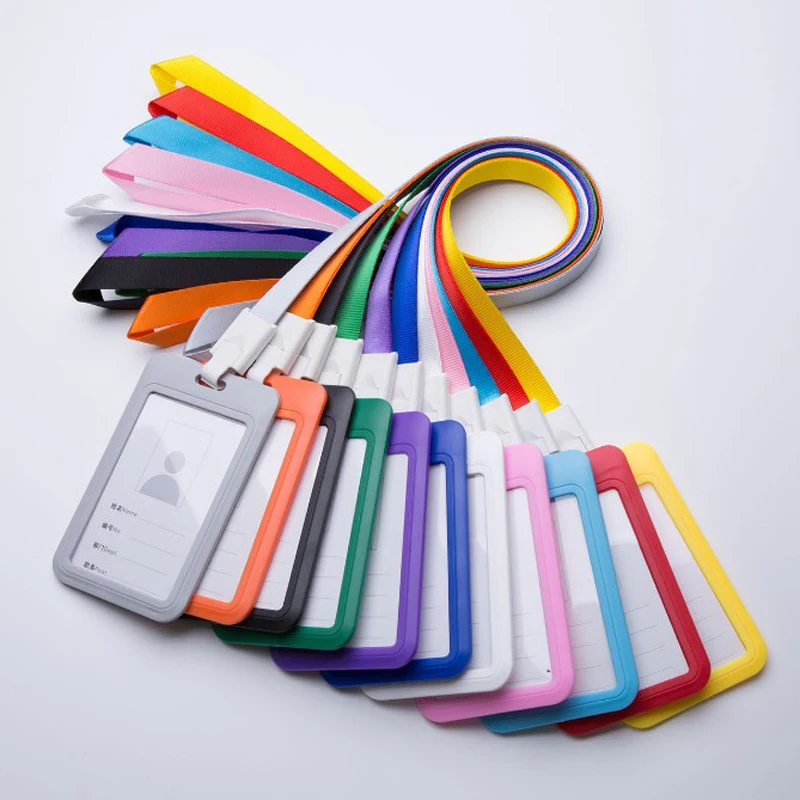 10 Pcs Plastic Card Cover Women Men Student School Bus Card Badge Holder Lanyard Business Office Credit Cards Bank ID Card