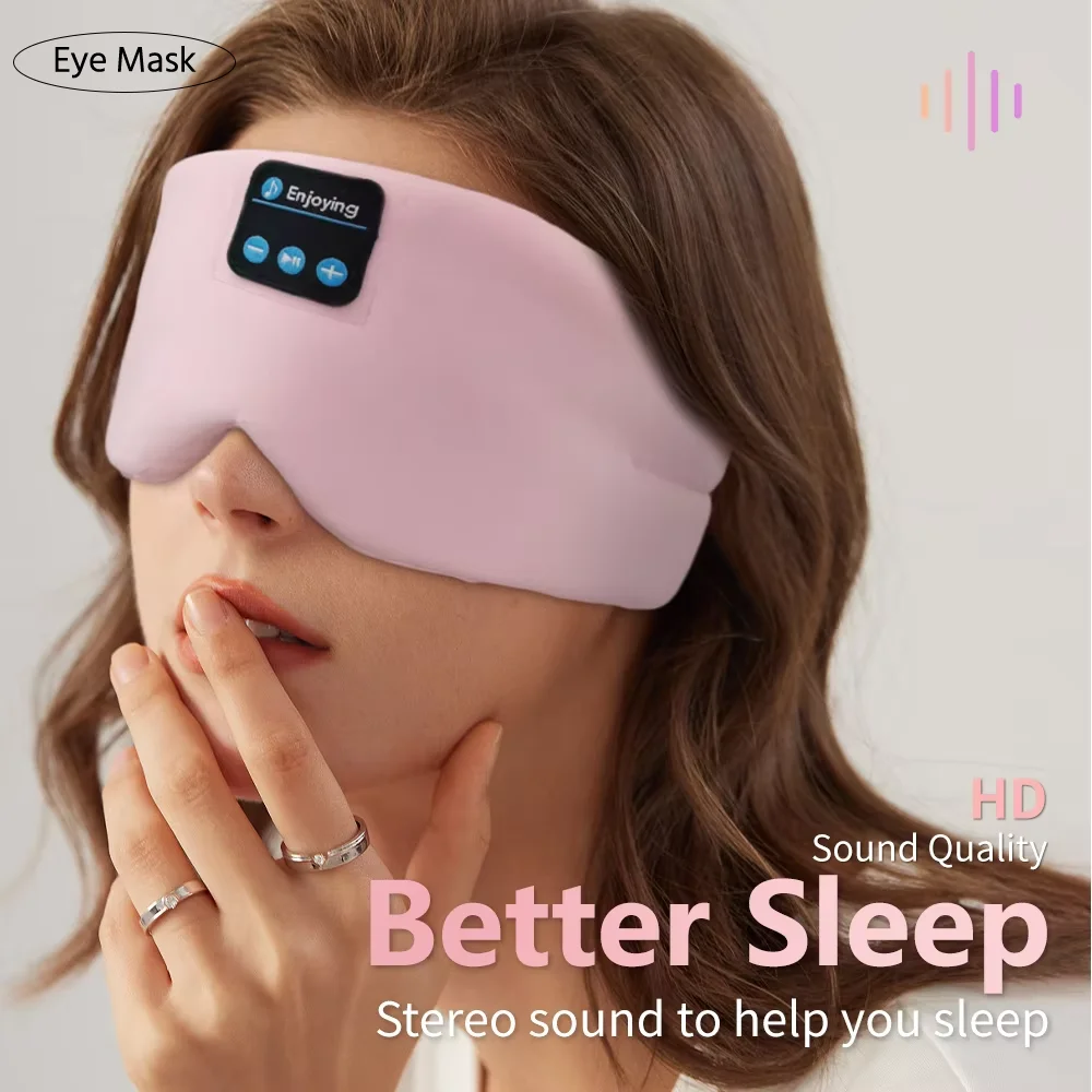 

Soft Bluetooth Sleep Mask Headphones Wireless Music Bluetooth Eye Mask Side Sleeper Blackout Built in Speaker Travle Shift Mask