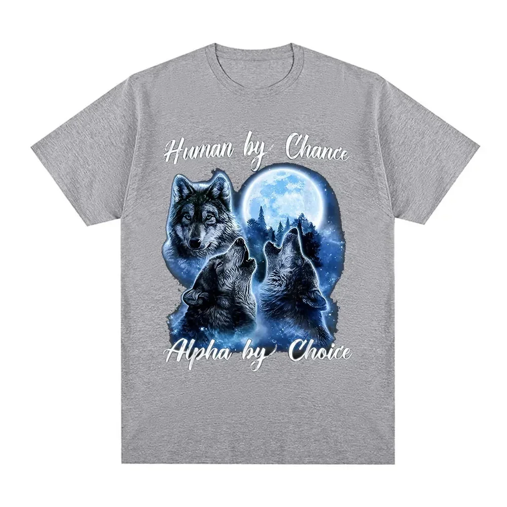 

Human Accidental Α Coefficient Selection Wolf Pattern T-shirt Women Fashion Hip Hop Retro Short Sleeve Personalized Loose Cotton