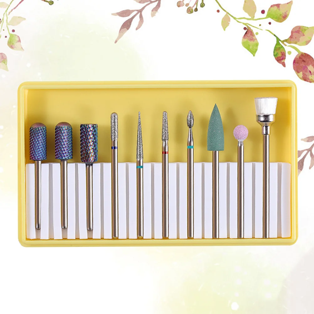 1Set Nagelboren Set Professionele Keramische Manicure Slijpkop Geel Elektrisch Nagelpolijstgereedschap voor Acryl en Gel