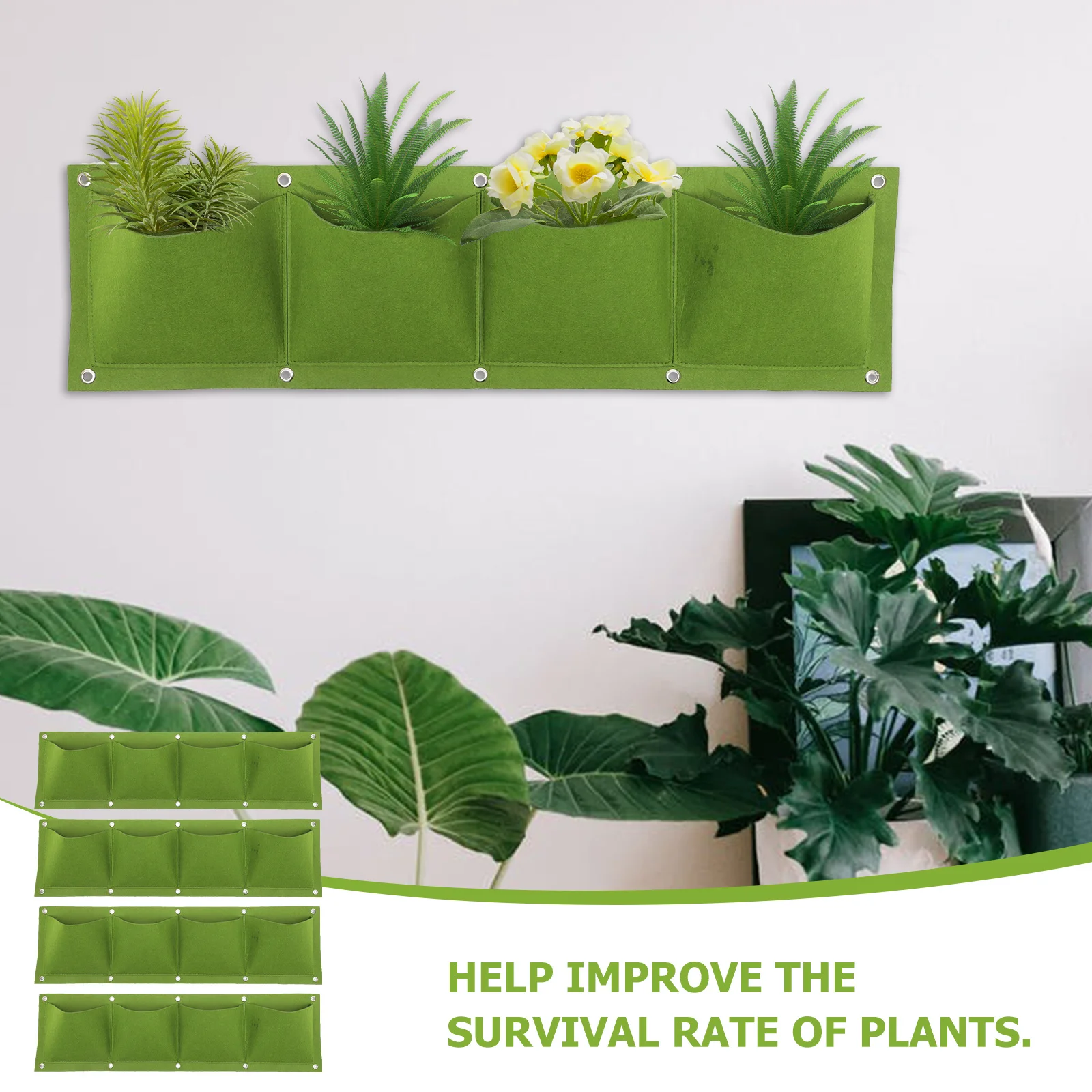 4 قطعة حقيبة زرع ورأى الجدار الشنق تنمو حقيبة قابلة لإعادة الاستخدام أواني الحضانة للخضروات الزهور حديقة في الشرفة الحاويات