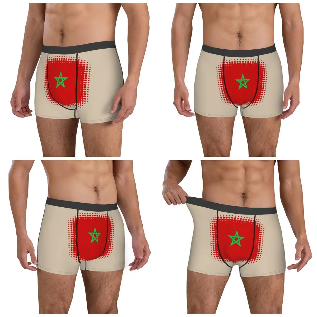 Трусы-боксеры, шорты с флагом Марокко, трусы в стиле ретро, мужские дышащие трусы для мужчин, подарки бойфренду