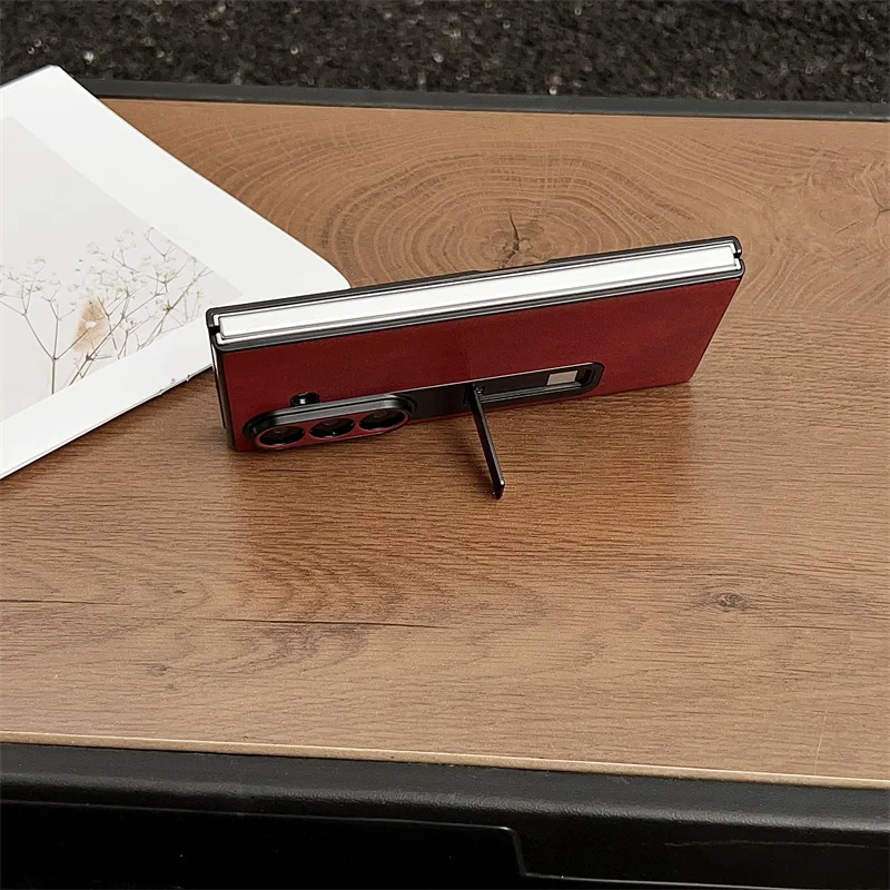 خمر مجنون الحصان الملمس الجلود قضية الهاتف لسامسونج غالاكسي Z أضعاف 7 6 5 قوس غير مرئية غطاء مقاوم للصدمات #6