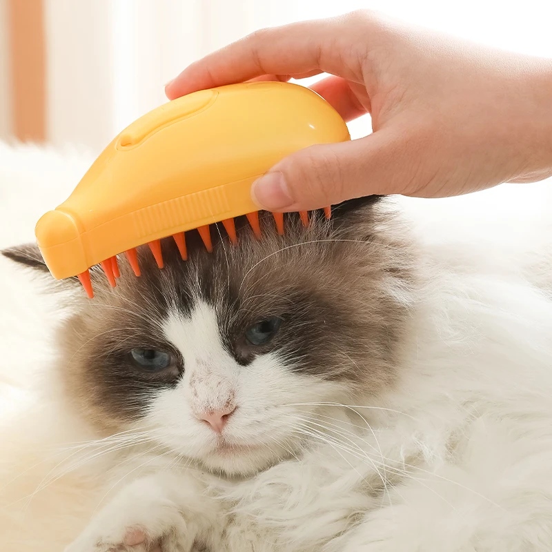 

Cat Banana Steam Brush 3 in 1 Electric Spray Cat Hair Brushes Steamy Dog Brush for Massage Pet Grooming Comb Hair Removal Combs