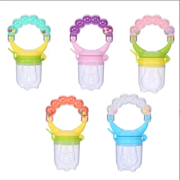 Baby Food Nibbler Feeding Spoon Bell Ring Juice Extractor Pacifier Chew Silicone Gum Fruit Vegetable Bite Eat Auxiliary Bottles