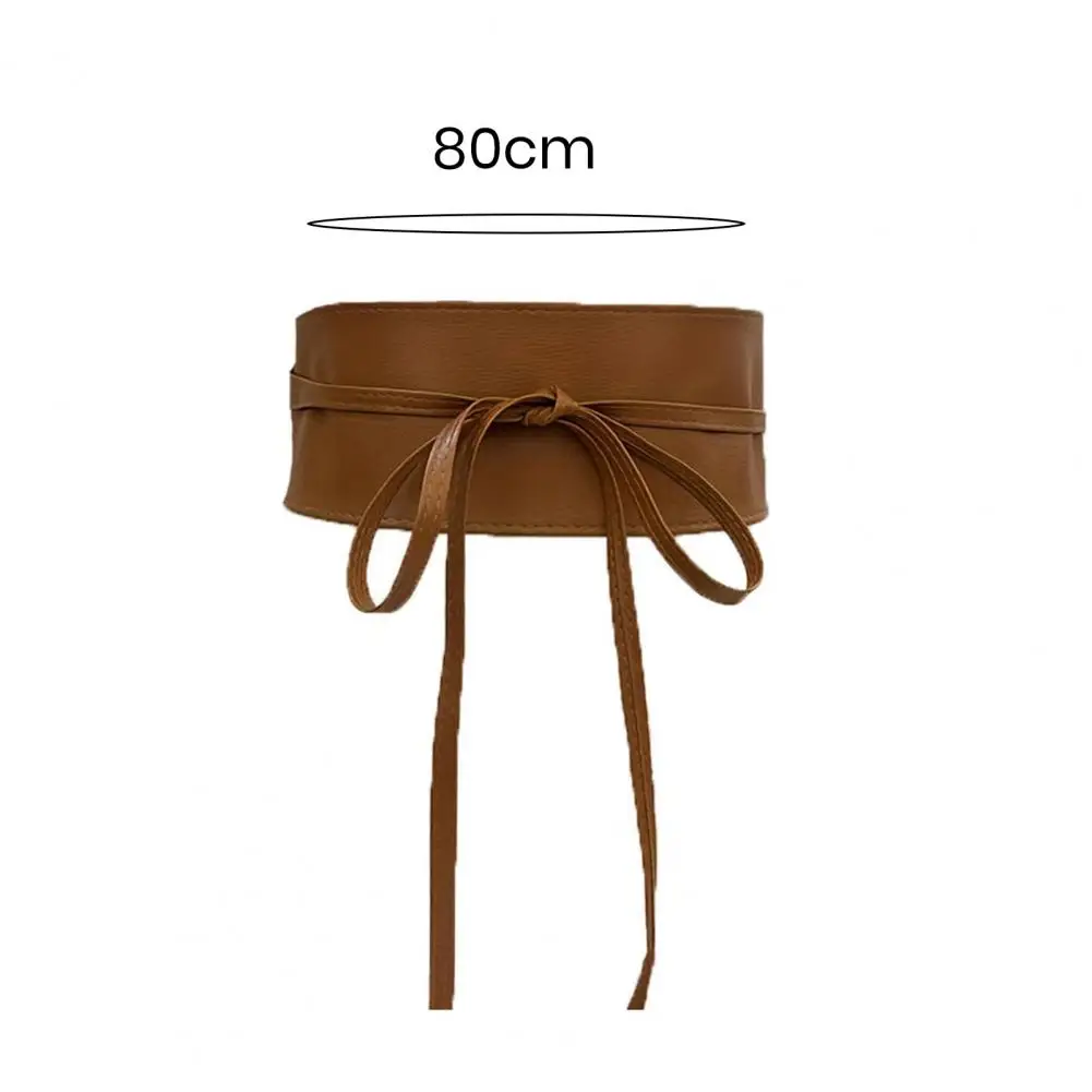 Women Girdle Faux Leather Lace Up Adjustable Firm Stitching Retro Slim Waist Decor Dress Coat Sweater Waist Belt Waistband