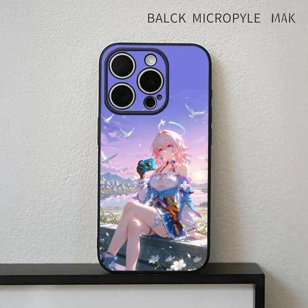Honkai Star Rail Clara Bailu telefoonhoesje voor iPhone17,16,15,14,13,12,11 Plus, Pro Max, zachte zwarte hoes