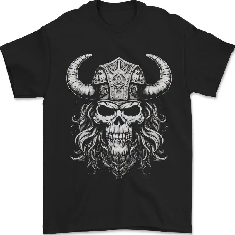 Wikinger Krieger Totenkopf Helm Mit Hörner Herren 100% Baumwoll T shirt