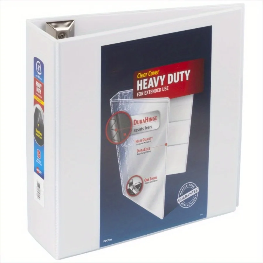 

Heavy Duty View Binder, 4", White, Slant Rings