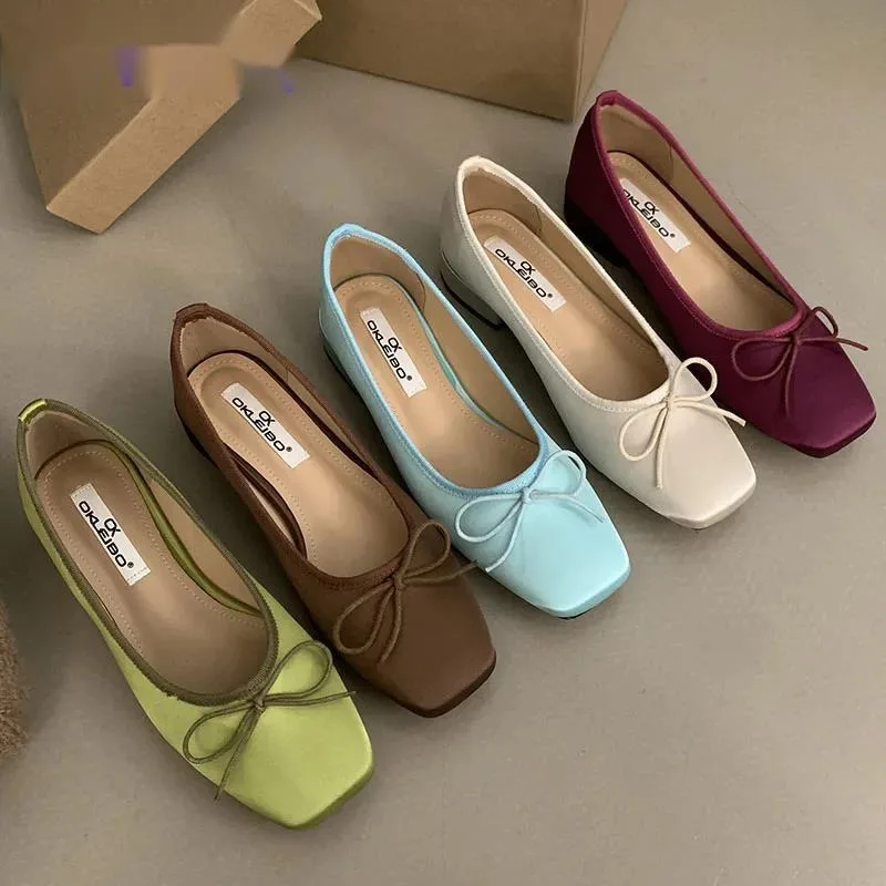 

Роскошная модная обувь без шнуровки с узлом-бабочкой, шелковые женские туфли на низком каблуке, женские дизайнерские туфли на мелком каблуке, шлепанцы