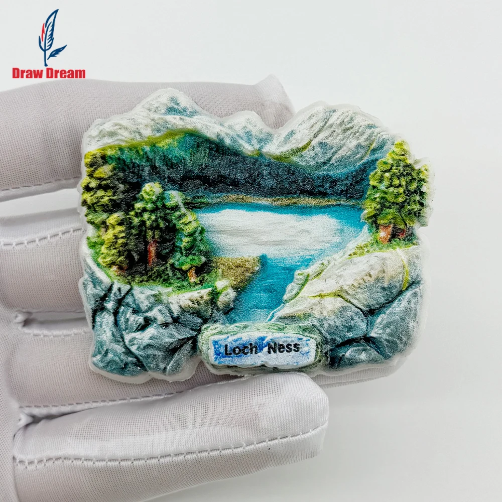 1PC British Scotland Loch Ness Scenic Creative 3D Sticker for Refrigerator, Travel Souvenir, Home Decoration, Elegant Gift