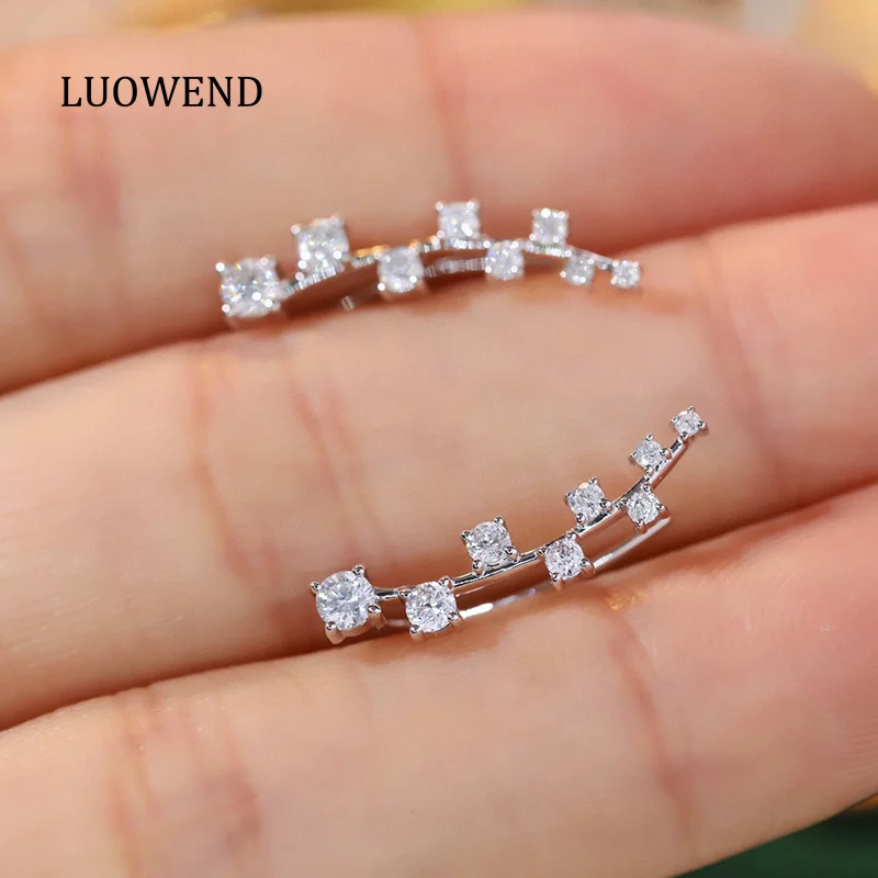 Luowend 18K Wit Gouden Oorbellen Glanzende Zachte Stijl 0.48 Karaat Echte Natuurlijke Diamant Oorknopjes Voor Vrouwen Verloving Sieraden