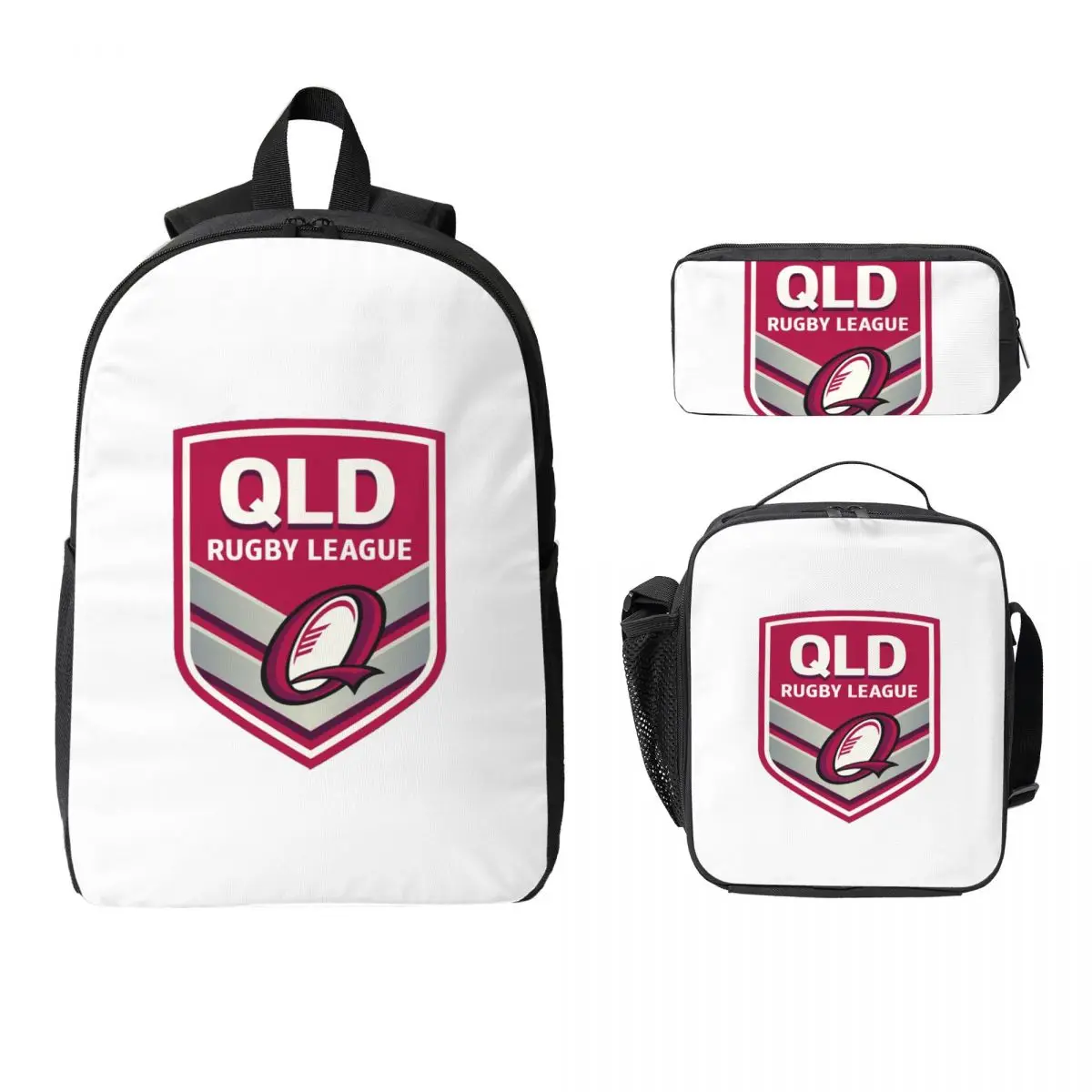 

Queensland Maroons Backpack Student Boys Girls BookBag School Bag Computer Shoulder Bags 3ps Insulated Lunch Bag Pencil Case