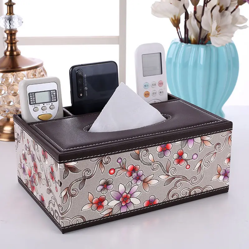 

European Multifunctional Leather Tissue Box Living Room Restaurant Paper Box Creative Car Hotel Napkin Sundry Items Storage