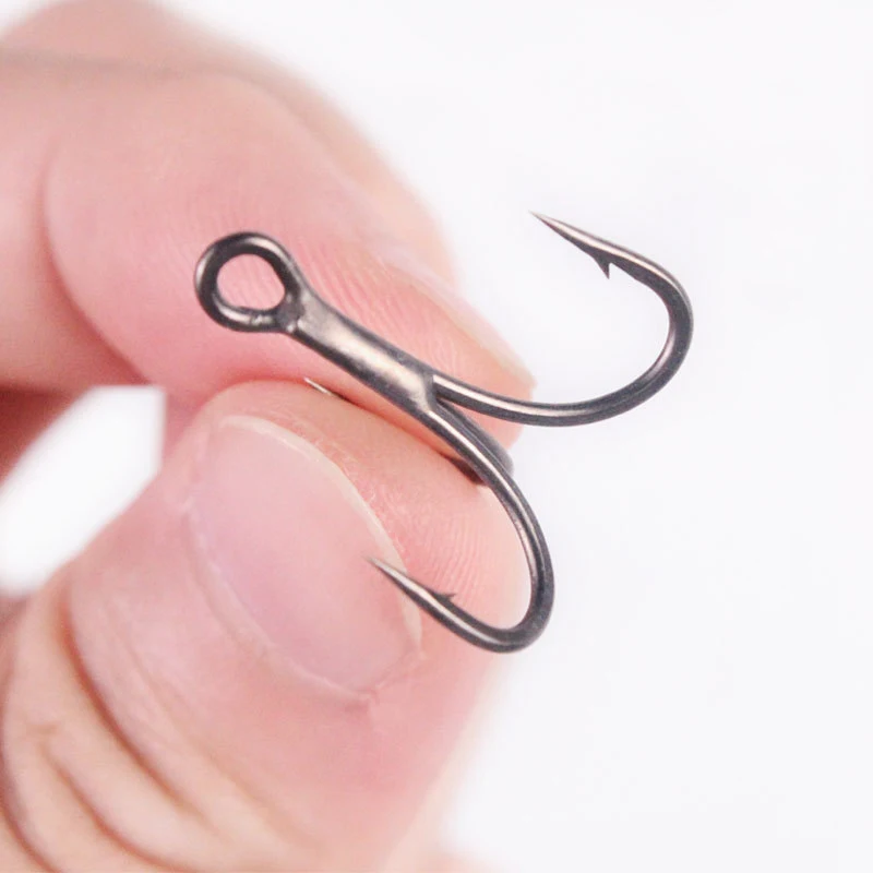 100pcs 3x Strengthen Titanium Coating Treble Hooks 14# 12# 10# 8# 6# 4# 2# Smooth 6066 Fishing Hooks