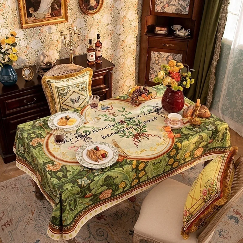 French Country Style Table Decoration and Accessories Plush Tablecloth Anti-Scalding Waterproof Flower Design Placemats Home
