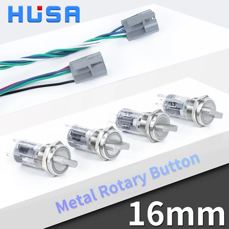 1Pcs 16mm Metal Rotary Push Button Switch 2/3 position self-locking self-reset retaining type with LED NO/NC ON OFF 5colors