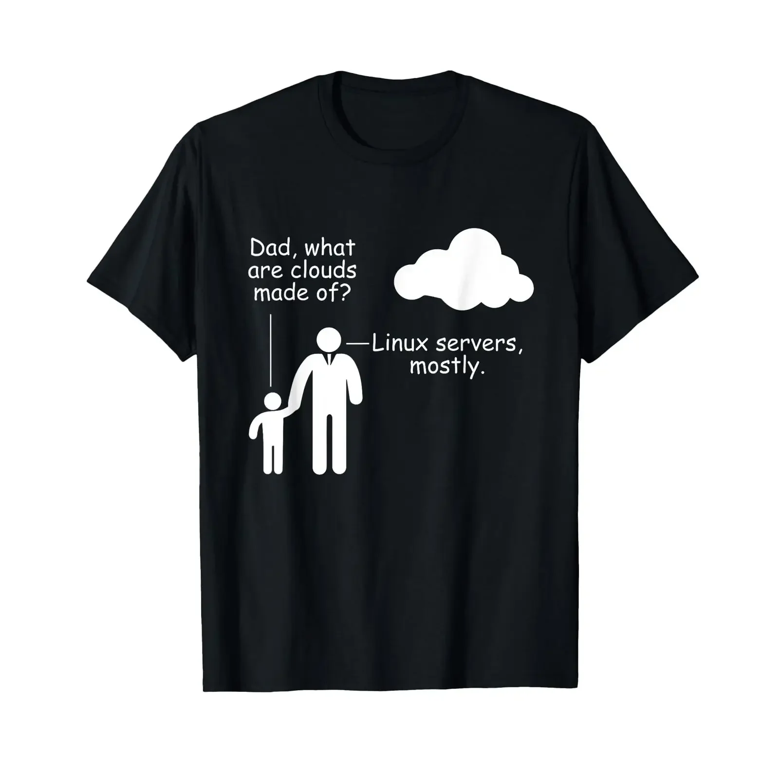 Programmer What are clouds made of Joke Fun Linux Server T Shirt vintage Washed Casual Top For Everyday Wear Slightly Versatile