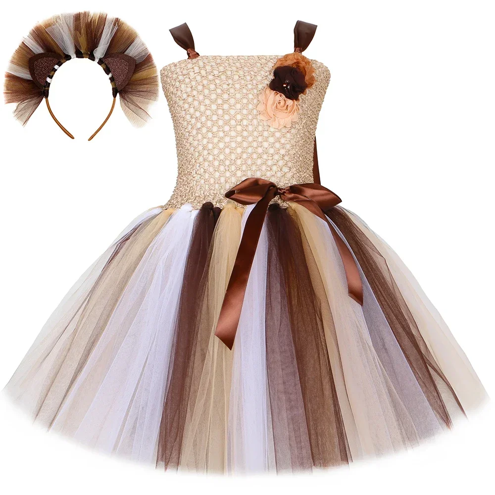 

Girls Lion King Nala Costume Carnival Jungle Party Dresses Fancy Tulle Tutu Dress Girls Halloween Animal Dress Up Clothes
