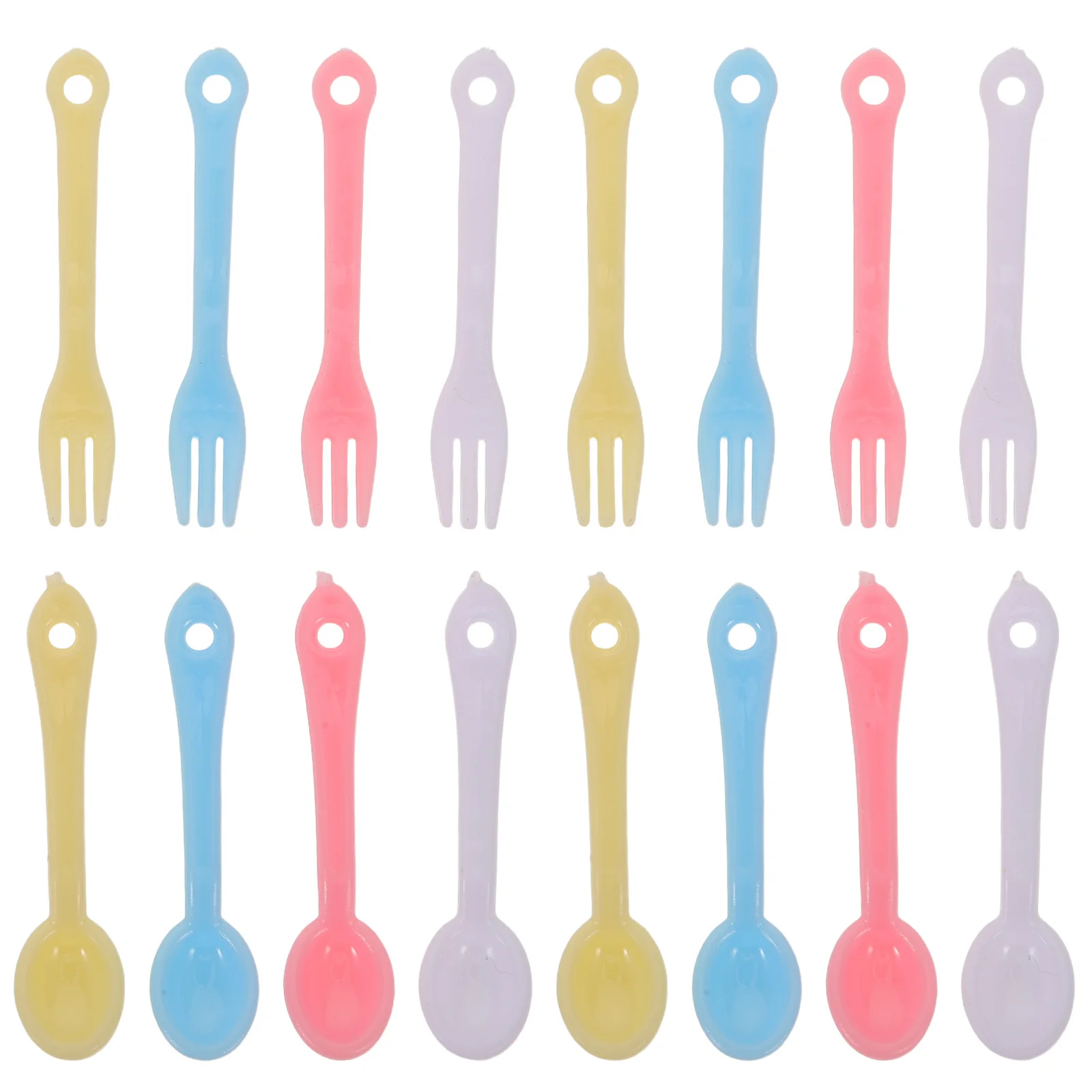40 مجموعة أدوات بيت الدمى المصغرة الملونة البلاستيكية ملاعق صغيرة الشوك اكسسوارات المطبخ الصغيرة للإبداعية ديكور المنزل الصغير