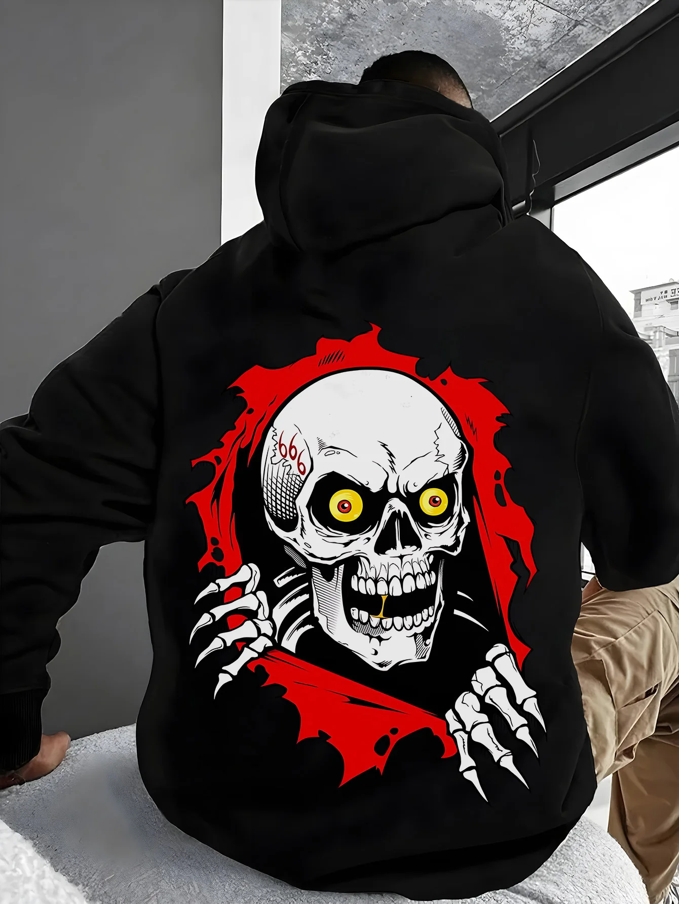 

Horror Elements Skull, Graphic Printing Autumn and Winter Men's and Women's Hoodies Casual Loose Outdoor Street Sports Training
