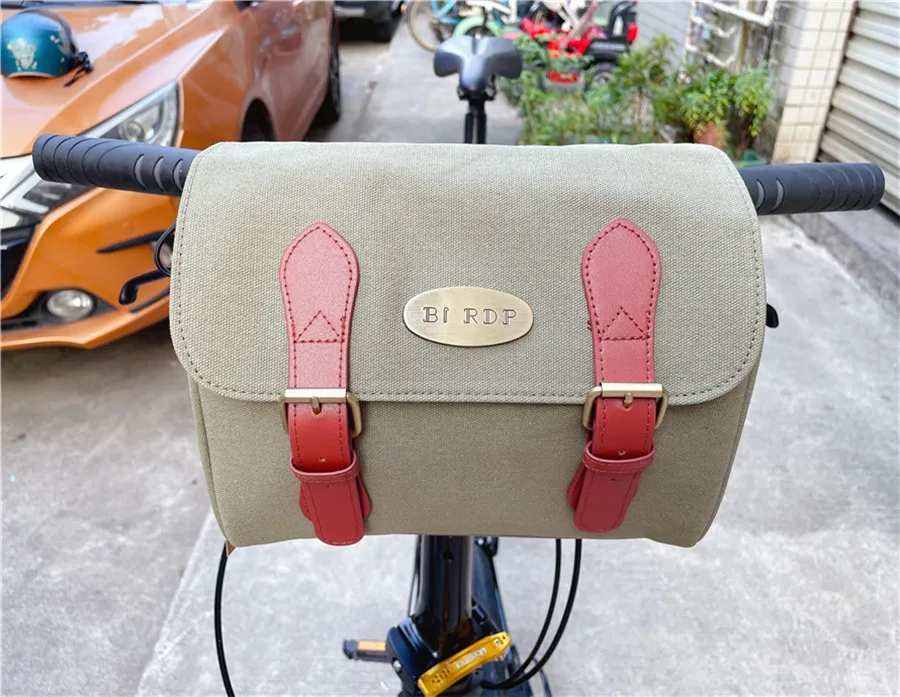 Bicycle Handlebar Bags For Birdy Folding Bike Bya412 k3 Retro Bicycle Waterproof Single Shoulder Bag Cycling Storage Bags