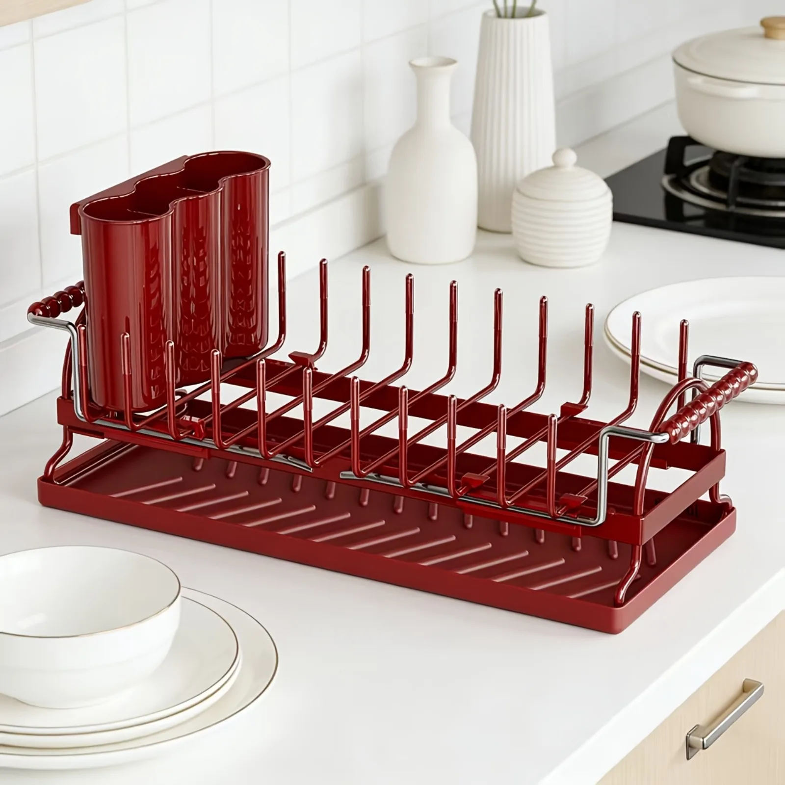 Dish Drying Rack Kitchen Organizer Extendable Sink Drain Rack Space Saving Storage Holder Countertop Tableware Shelf