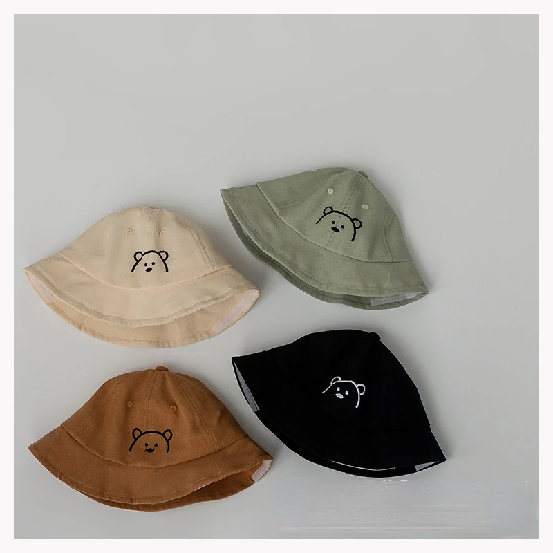 

Summer Baby Sunshade Fisherman Hat Boy Girl Baby Outdoor Sunscreen Sunshade Cute Cartoon Bear Kids Accessories Photo Props