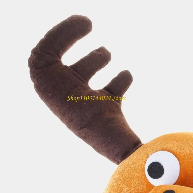 N5ke divertido chapéu animal pelúcia marrom alce design chapéu perfeito para o calor do inverno e adereços festival