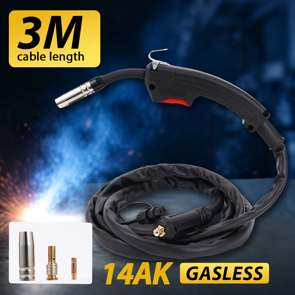 14AK MIG Welding Torch 200A Non Gas Shielded Quick Plug 3M Oxygen Free Copper Cable MMA TIG Industrial Thin Plate Welding Torch