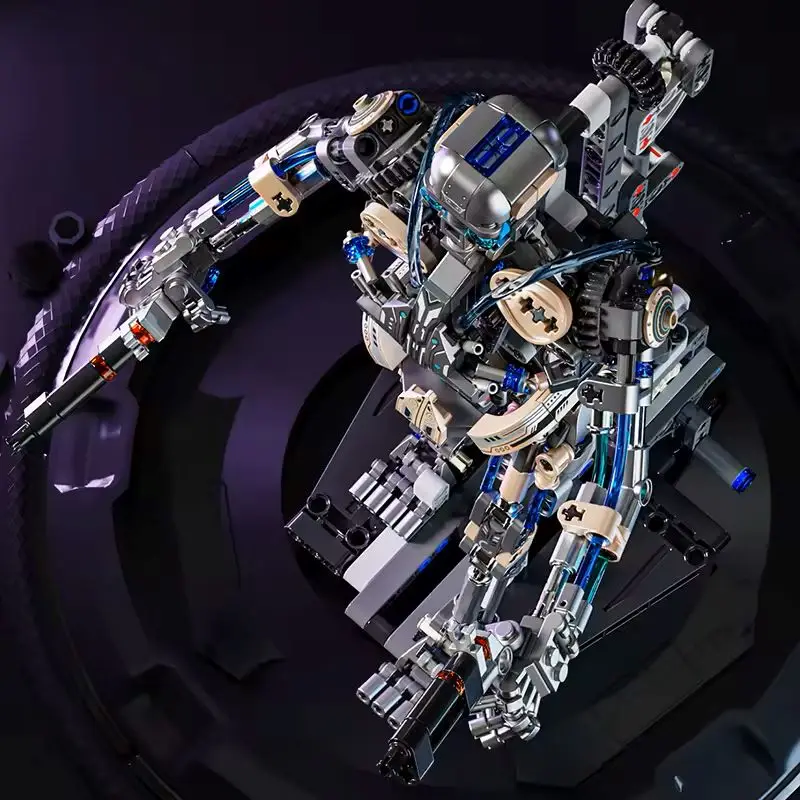 مجموعة روبوت الهيكل العظمي الميكانيكية التقنية الإبداعية مع مكعبات بناء خفيفة من الطوب نموذج عالمي للأولاد ألعاب تجميع لهدايا الأطفال