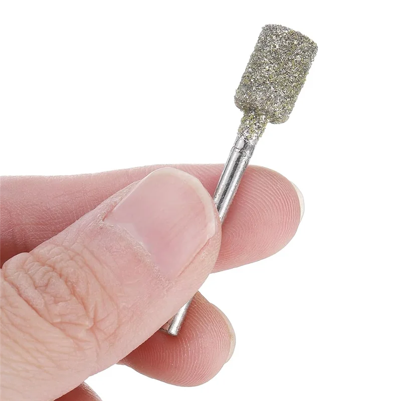 

ABRE-Diamond Grinding Burrs Drill Bit 1/8 Inch Shank 3/4/5/6/8/10Mm Dia Cylindrical Diamond Mounted Point Bits For Carving