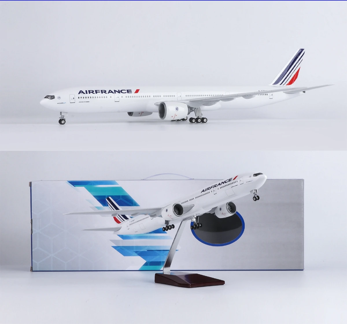 

47cm Air France B777 Model Airplane With Wheel LED Light Resin Die-cast Aircraft Collection Display Gift For Aviation