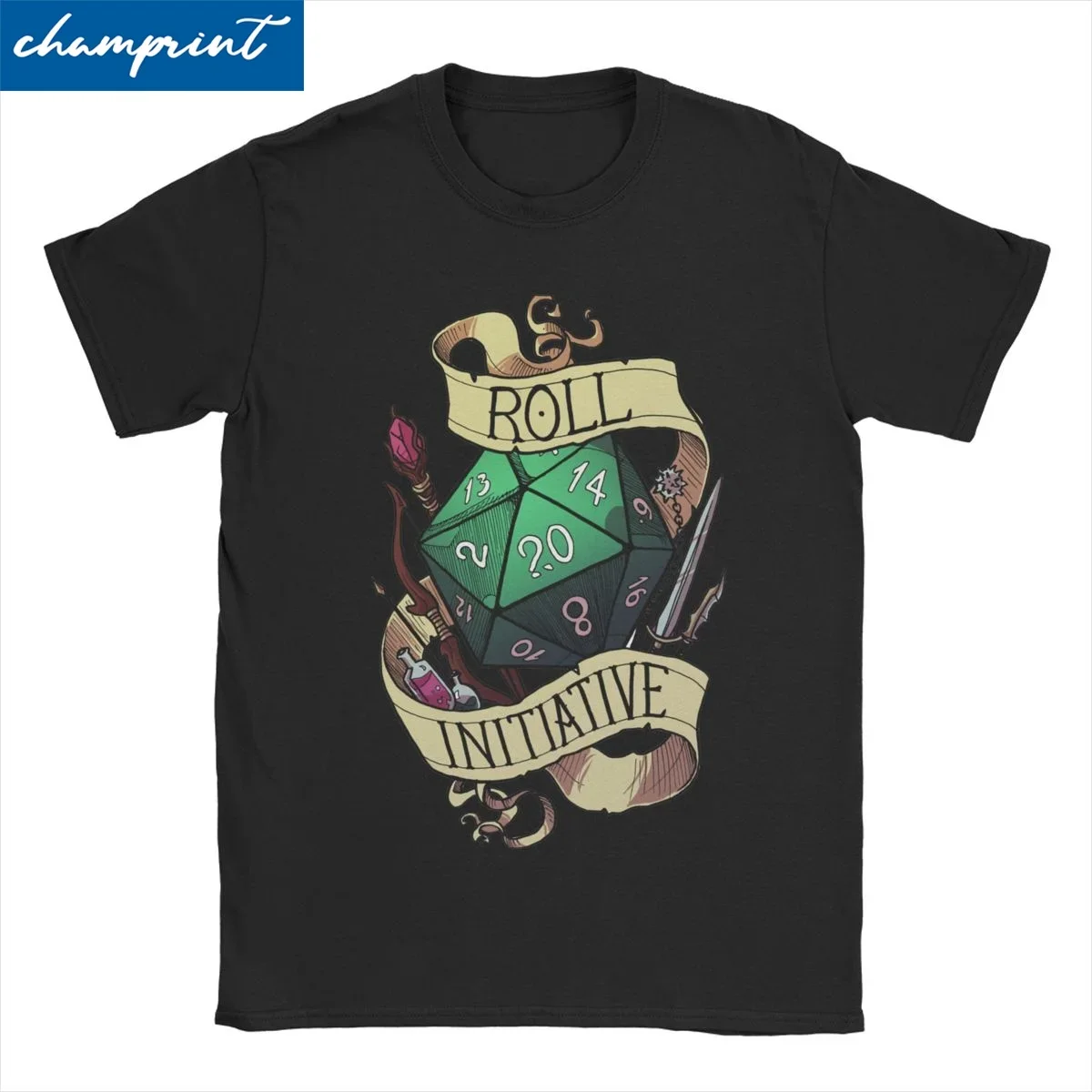 Roll Initiative for Men Women T Shirt Dnd D20 D&D Gaming Dice Tees Round Neck T-Shirts 100% Cotton Birthday Present Clothes