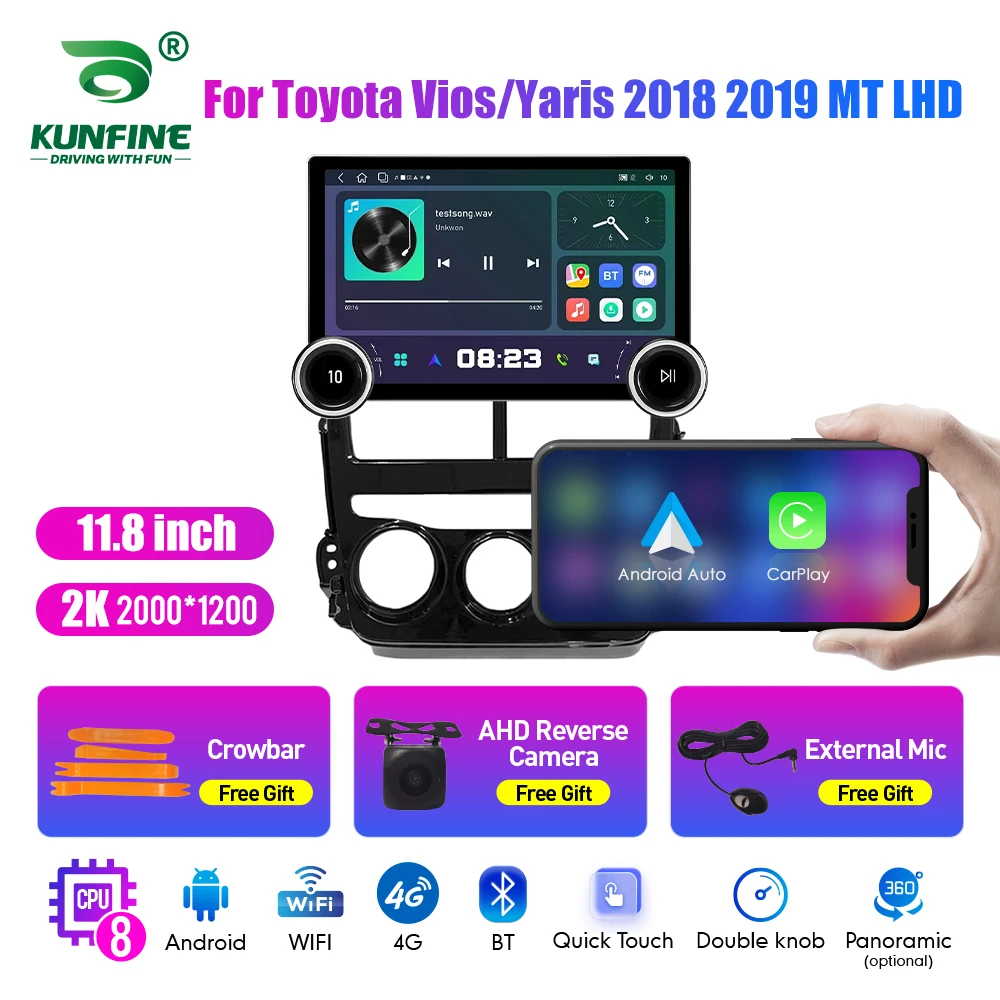 

11.8 Inch 2K Double Knobs 2 Din Car Radio For Honda Vios 2018-2019 Car Radio DVD Multimedia Video Player Android Auto Carplay