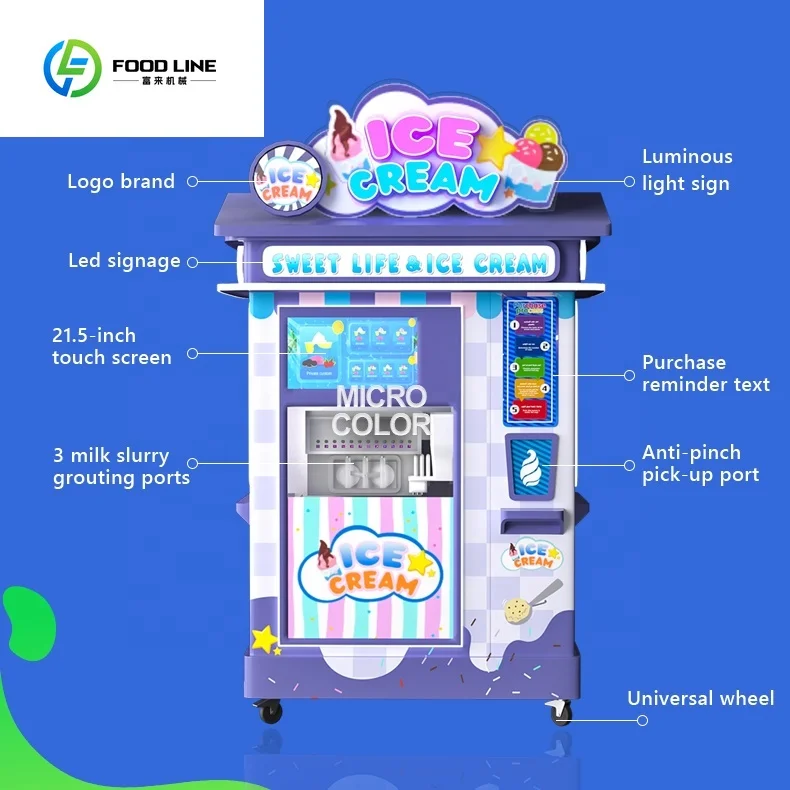 Customized Yogurt Soft Ice Cream Vending Machine 24 Hour Operation Coin QR Code Token Payment System Professional Grade