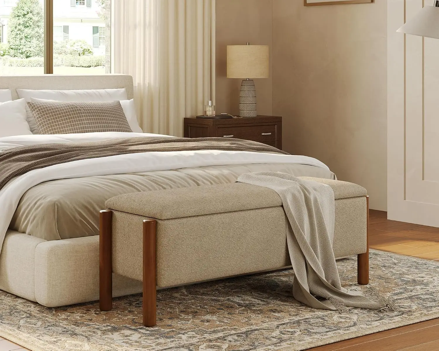 Boucle Storage Ottoman Bench, 47