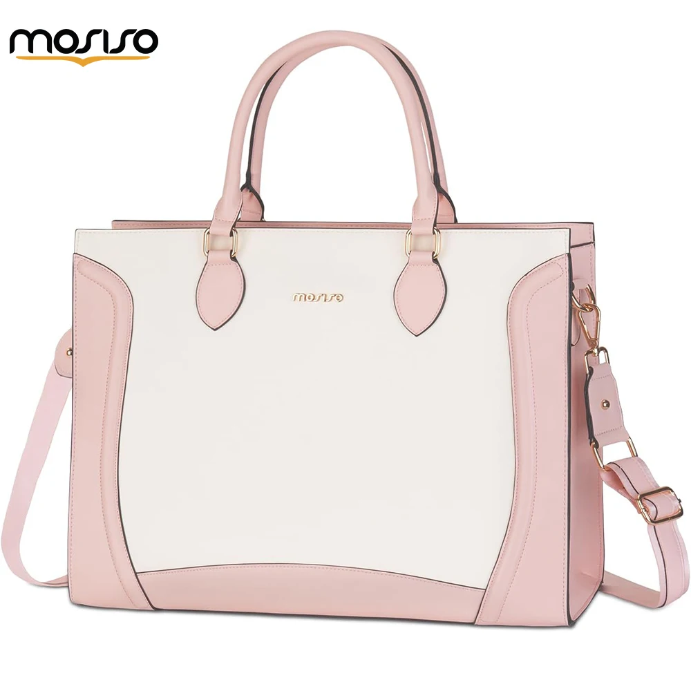 

MOSISO Laptop Tote Bag for Women 15.6 inch Waterproof PU Leather Laptop Bag Large Capacity Teacher Work Handbag for Office Lady
