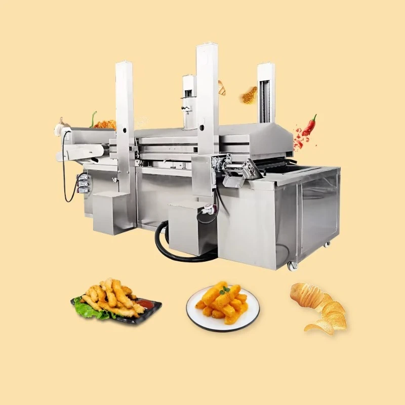Conveyor Belt Continuous Deep Fryer Machine for Falafel Chicken Banana Chips Industrial Snack Frying Custom