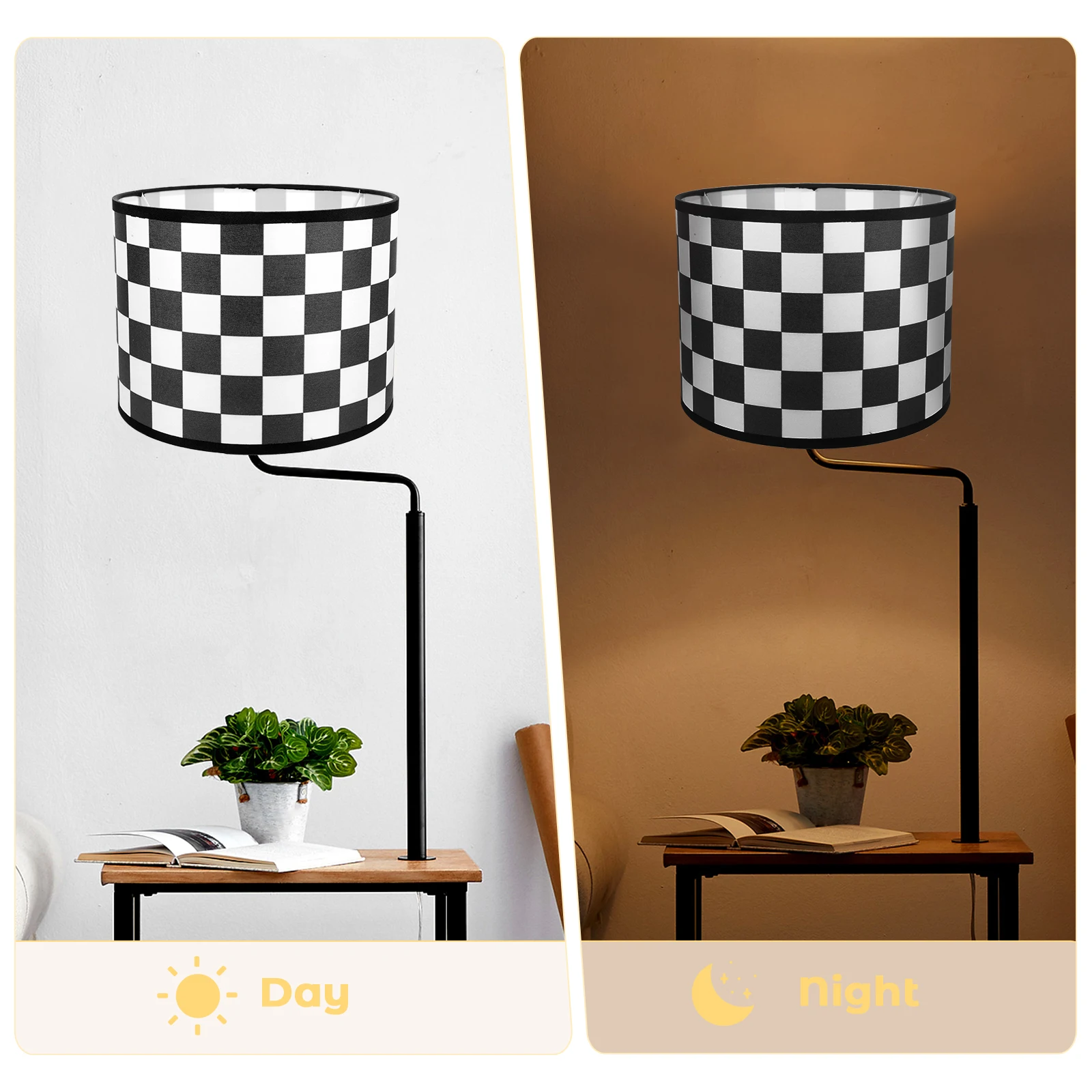 

Linen Lampshade Checkered Flag Plaid Drum Checked Shades Spider Floor Buffalo