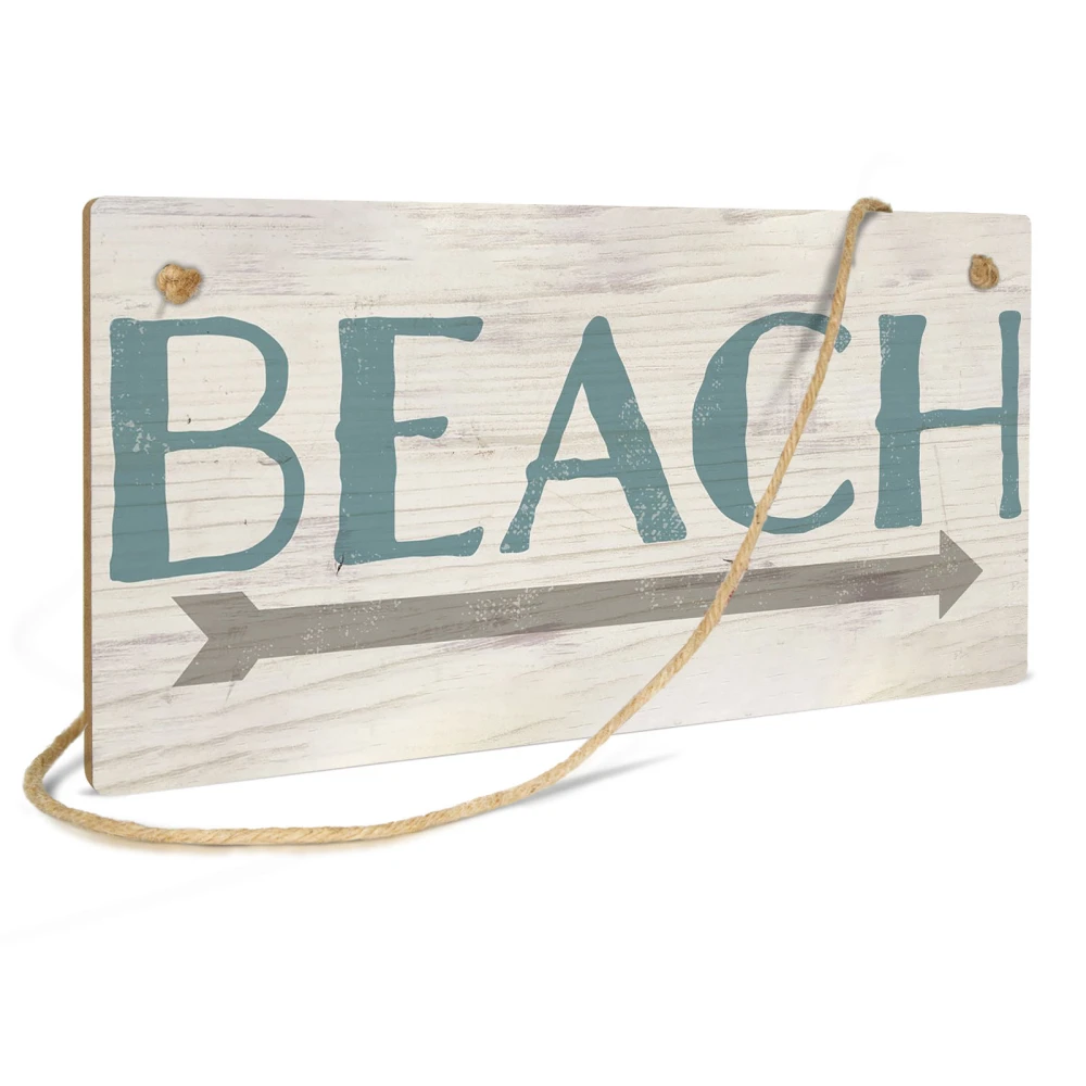 Putuo Decor 1pc Beach Road Sign, Wood Hanging Plaque for Beach House Bedroom Living Room, 3.9 x 7.8 Inches Decor Artwork