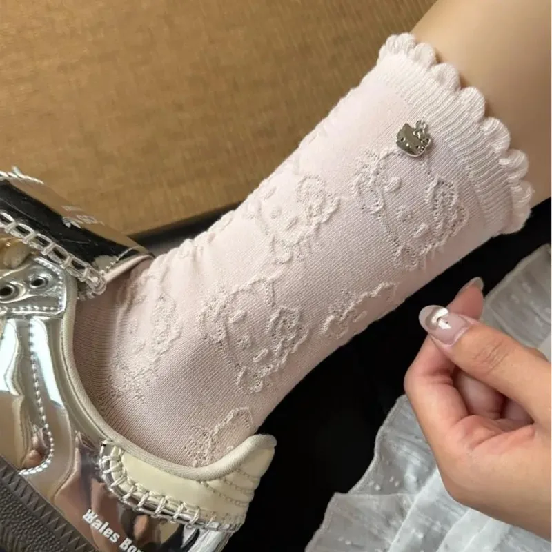 4 أزواج من الجوارب اللطيفة متوسطة الطول للفتيات في الربيع والصيف تتميز بحيوانات لطيفة ومظهر عالي وجوارب نسائية متوسطة الطول