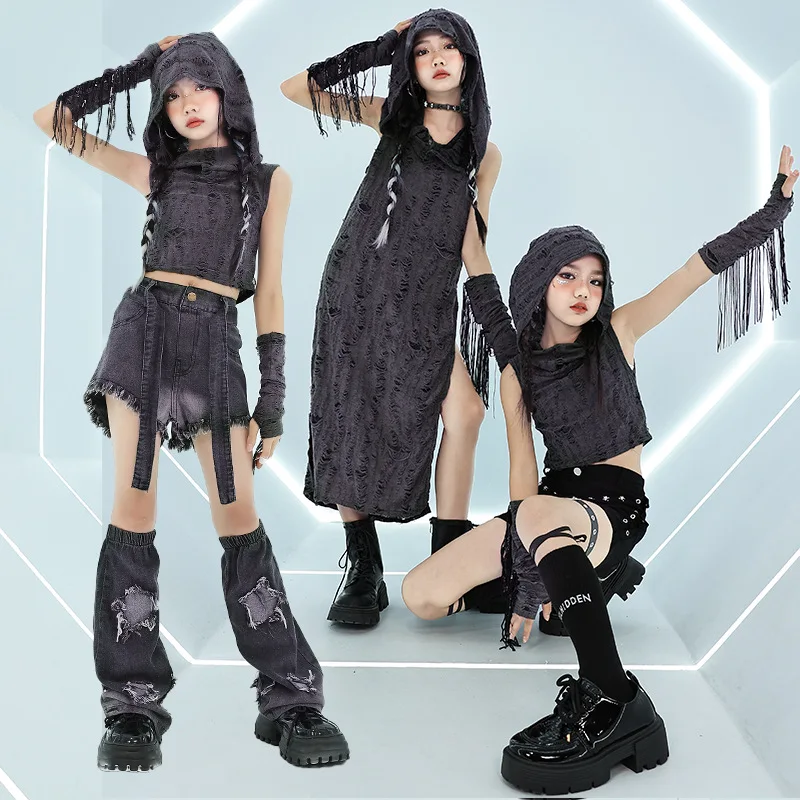 2024 Girls Jazz Dance Street Dance Costumes  Girl Summer Jazz Catwalk  Hip Hop Shirt For Girls  Hip Hop Girl Set