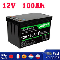 LANPWR 12V 100Ah LiFePO4 Battery Pack Backup Power, 1280Wh Energy, 4000+ Deep Cycles, Built-in 100A BMS