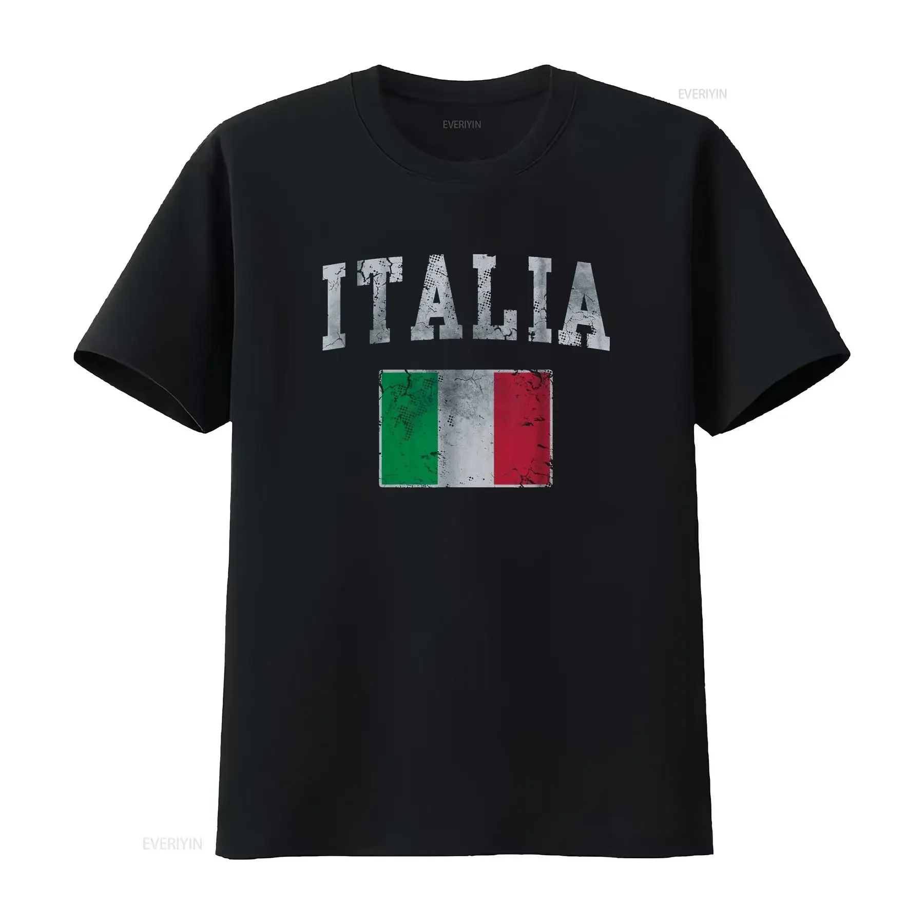 

Винтажная футболка с итальянским флагом Италии, винтажная стираная мягкая повседневная универсальная дизайнерская одежда, удобная стильная мужская одежда
