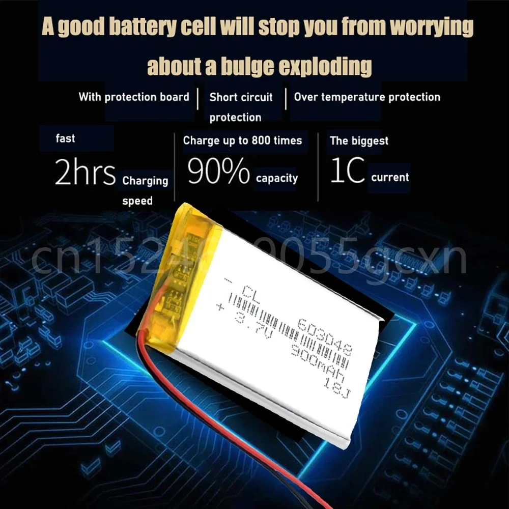 3,7 В Lipo ячеек 603048   Литий-полимерная аккумуляторная батарея 900 мАч для MP3, MP4, GPS, Bluetooth-гарнитуры, светодиодные лампы, палочки для селфи