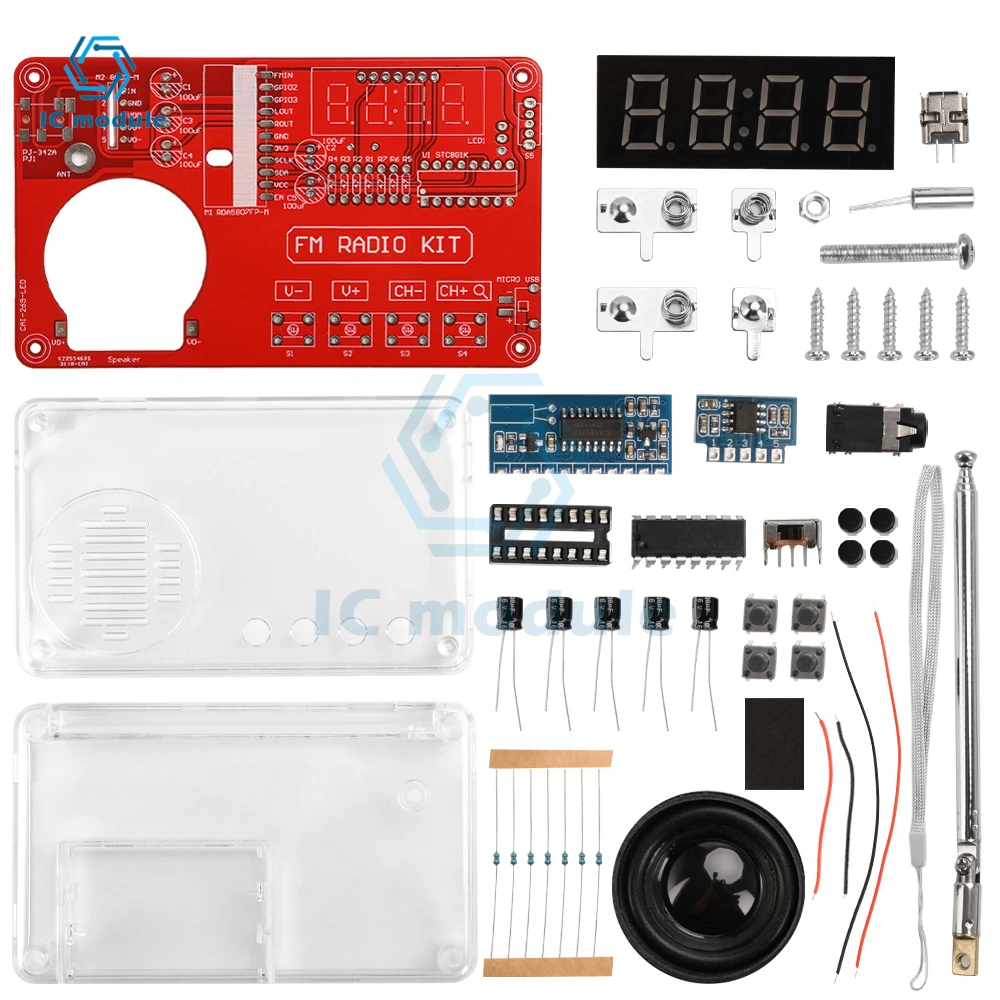 DIY 50-108MHz FM Radio Electronic Kit Adjustable Frequency Digital Display DIY Soldering Project Practice Solder