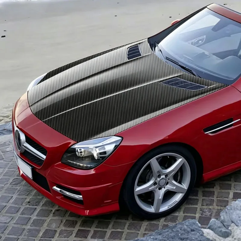 For BENZ SLK R172 2011 2012 2013-2016 Car Hood Roof Paint Protection Film Gloss Black Carbon Pattern Anti-Scratch TPU Sticker