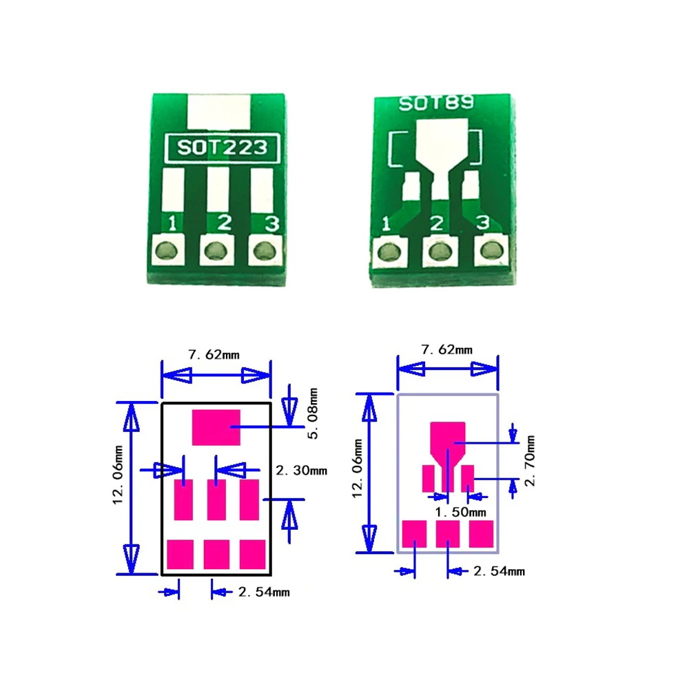 50Pcs SOT223 SOT89 SOT-89 SOT22-3 Turn SIP3 Double-Side SMD Turn To DIP Adapter Converter Plate SOT SIP IC Socket PCB Board Diy