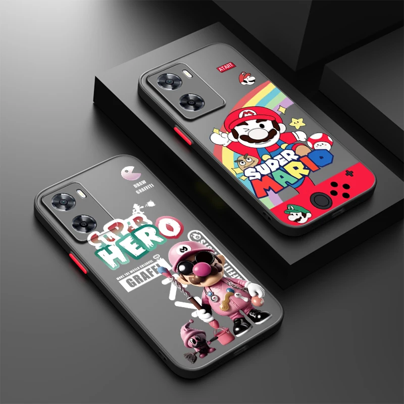 Cute Supers M-Marios Cartoon Frosted Translucent For OPPO X5 X3 A54S A5 A94 A16 A53S A57 A74 A72 A96 A98 A78 5G Cover